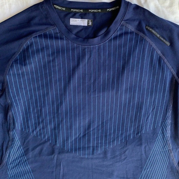 RARE Adidas Porsche Design Navy Blue Athletic Stretch Shirt P’8000 Medium - Picture 9 of 11